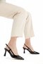 Women's Black Patent Leather Stiletto Open Back Buckle Helmet Pointed Toe 8 cm Heeled Shoes
