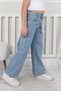Premium Quality Blue Wide Leg Model Jean Denim Girls' Trousers - 5