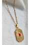 Stainless Steel Chain Red Eye Medallion Necklace-Gold - 2