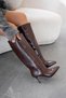 Anemon Women's Wrinkled Patent Leather Heeled Boots Brown