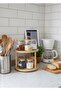 10-Piece Rotating Stand Vacuum Bamboo Lid Glass Spice Rack Storage Jar - 6