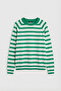 Colorful Striped Crew Neck Slim Sweater - Green