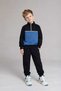 Boys' Half-Zip Tracksuit Set with Denim Detail on Bottom and Top