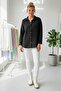 Black Shirt Collar Long Sleeve Buttoned Casual Muslin Woven Shirt 75 65 - 4