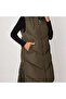 Women's Khaki Long Puffer Vest Hooded Side Zipper Detail Winter - 5