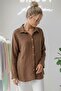 Cinnamon Color Shirt Collar Long Sleeve Buttoned Casual Muslin Woven Shirt 75 65 - 3