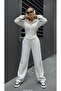 Women's Gray Mélange Sporty Chic Zippered Three-Yarn Non-Brushed Fabric Top-Bottom Tracksuit Set 0057 - 3