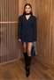 High-Waisted Mini Skirt with a Cinched Waist, Buttoned Neckline, Belt Design, Blazer Jacket, Shawl, Three-Piece Stylish Set