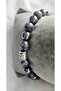 Gray Ceyt Quartz and Hematite Natural Stone Flexible Bracelet