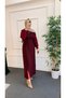 Burgundy Tweed Hijab Dress-Buttoned at the Back