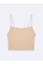 Thin Strap Basic Crop Beige Tank Top
