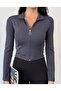 Women's Zippered Finger Detailed Mock Neck Cardigan - 5