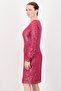 Women Metallic Midi Dress, Pink - 2