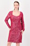 Women Metallic Midi Dress, Pink