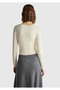 Women's cream modal blend Slim Fit boat neck long sleeve t-shirt - 3