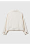 Women's Cream 100% Cotton Pocket Buttoned Shirt Collar Jacket - 4