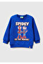 Boy's sky blue spiderman print logo embossed ribbed sweatshirt