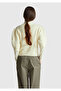 Women's cream wool blend patterned half sleeve sweater - 3