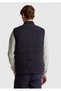 Men's Navy Blue Quilted Zippered Velvet Vest with Flap Pockets - 3