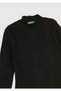 Girl's Black Logo Label Ruffle Detail Half Turtleneck Long Sleeve T-Shirt - 2