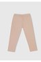Girl's Dusty Pink Waist Logo Embroidered Regular Fit Leggings - 3