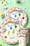 Multi-Colored Cute Animal and Child Figure Plate and Cup Set