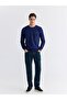 Lcwaikiki Classic Navy Blue Crew Neck Printed Men's Thick Sweatshirt - 2