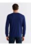 Lcwaikiki Classic Navy Blue Crew Neck Printed Men's Thick Sweatshirt - 4