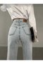 Aria Stretch Fabric Loose Women’s Medium Blue Snow Wash Super High Waist Loose Leg Denim Jeans - 3