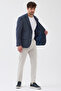 Sarbello Men's Light Navy Blue Flexible Polyviscose Fabric Fully Lined Slim Fit Mono Collar Sports Blazer Jacket - 5