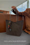 Women's Hand and Shoulder Bag Dark Brown Suede - 2