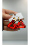 Gold red color earrings