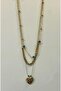 Steel Triple Chain Heart Gold Necklace