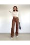 Giuliana Stretch Fabric Casual Women's Brown Super High Waist Loose Leg Denim Jeans