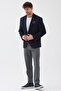 Lorix Men's Dark Navy Blue Stretchy Polyviscose Fabric Fully Lined Slimfit Mono Collar Sports Blazer Jacket - 3