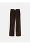 72108 Velvet Wide Leg Trousers-Brown - 3