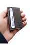 Men's Genuine Leather Card Holder Wallet with Automatic Mechanism Slim Aluminum Case - 8
