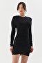 Glitter Shirred Mini Dress Black - 2