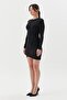 Glitter Shirred Mini Dress Black - 3