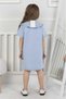 Girl's Cute Square Character Embroidered Blue Dress - 3
