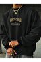 Monte Carlo Printed Crew Neck Fleece-Lined Plain Sweatshirt Black