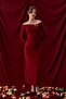 Madonna Collar Buckle Long Dress Bordo