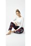 Winter Fleece Plaid Pattern Elastic Waist Soft Comfortable Fit Women's Pajama Bottoms - 5