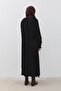 Black knitted tunic with hair braid pattern and shawl detail - 4