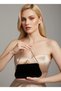 Black Gold Metal Chain Handle and Pearl Detailed Luxury Wavy Velvet Women Evening Dress Bag Wedding Graduation