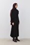 Black knitted tunic with hair braid pattern and shawl detail - 3