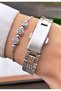 Brand Silver Color Square Small Case Women's Wristwatch - with Bracelet Gift - 5
