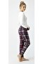 Winter Fleece Plaid Pattern Elastic Waist Soft Comfortable Fit Women's Pajama Bottoms - 4