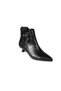 Yazkiş Women's Black Leather Square Buckle Pointed Toe 4cm Thin Hazelnut Heel Boots