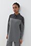 Aller Detailed Glitter Knitted Trousers Tunic Set Gray - 3